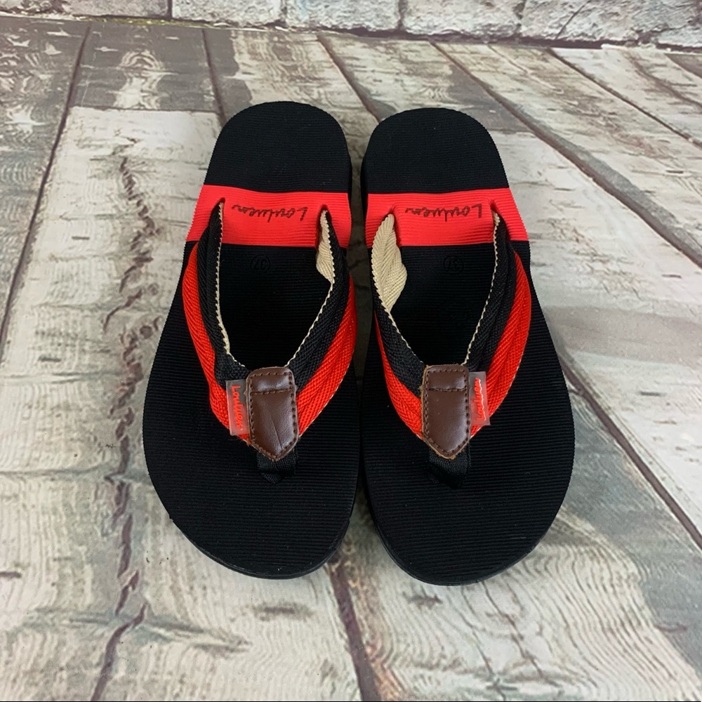 LouLuen Black Red Thong Sandal Size 37 US Sz 6 NWOT
